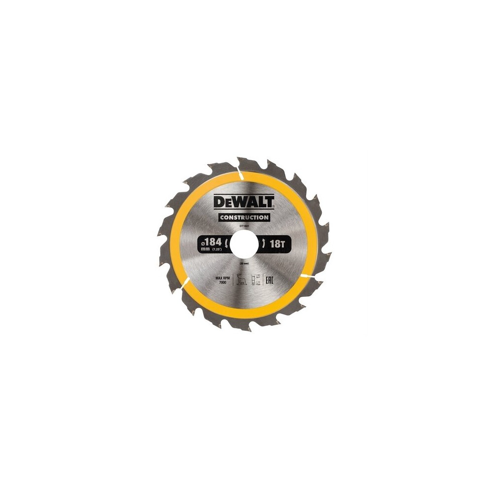 DeWalt DT1941-QZ Construction Circular Saw Blade 184 x 30mm x 18T
