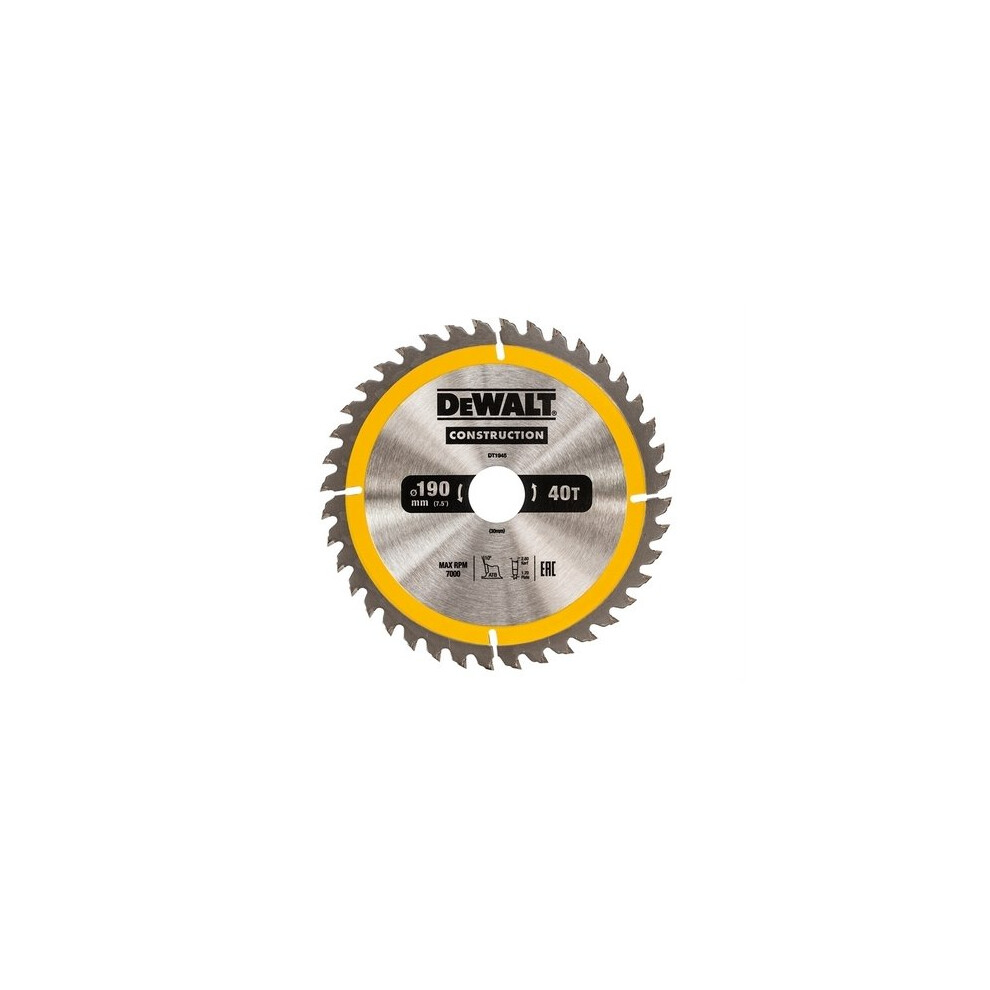 Dewalt Dt1945-Qz Construction Circular Saw Blade 190 X 30Mm X 40T