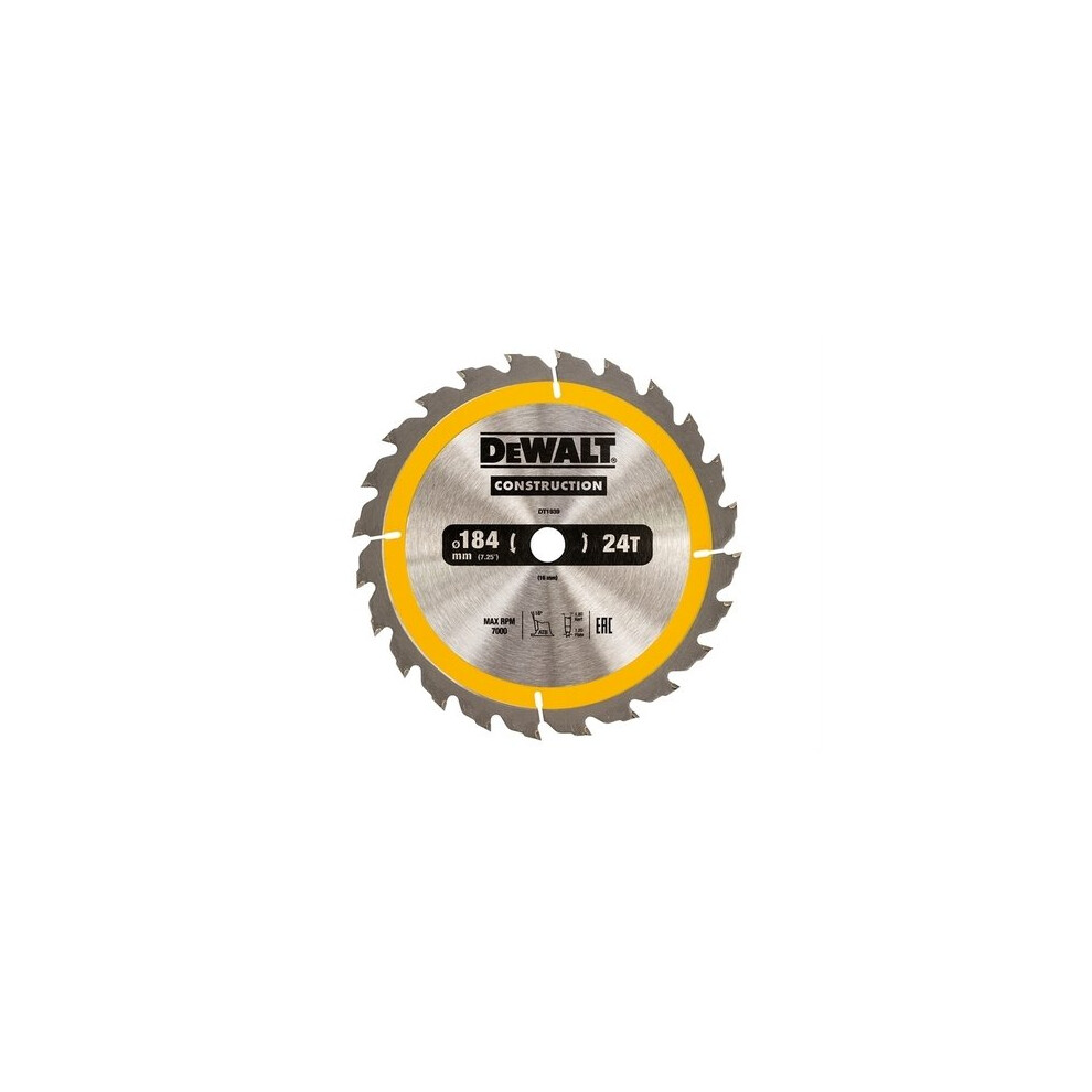 DeWalt DT1939-QZ Construction Circular Saw Blade 184 x 16mm x 24T