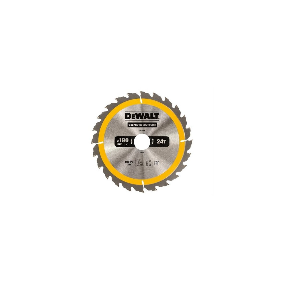 DeWalt DT1944-QZ Construction Circular Saw Blade 190 x 30mm x 24T