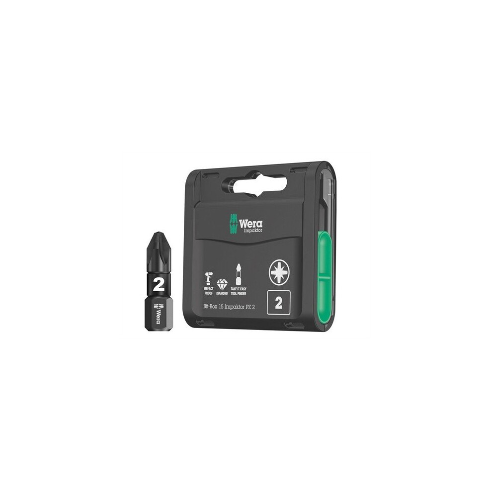Wera WER057763 Bit-Box 15 Impaktor PZ2 x 25mm 15 Piece