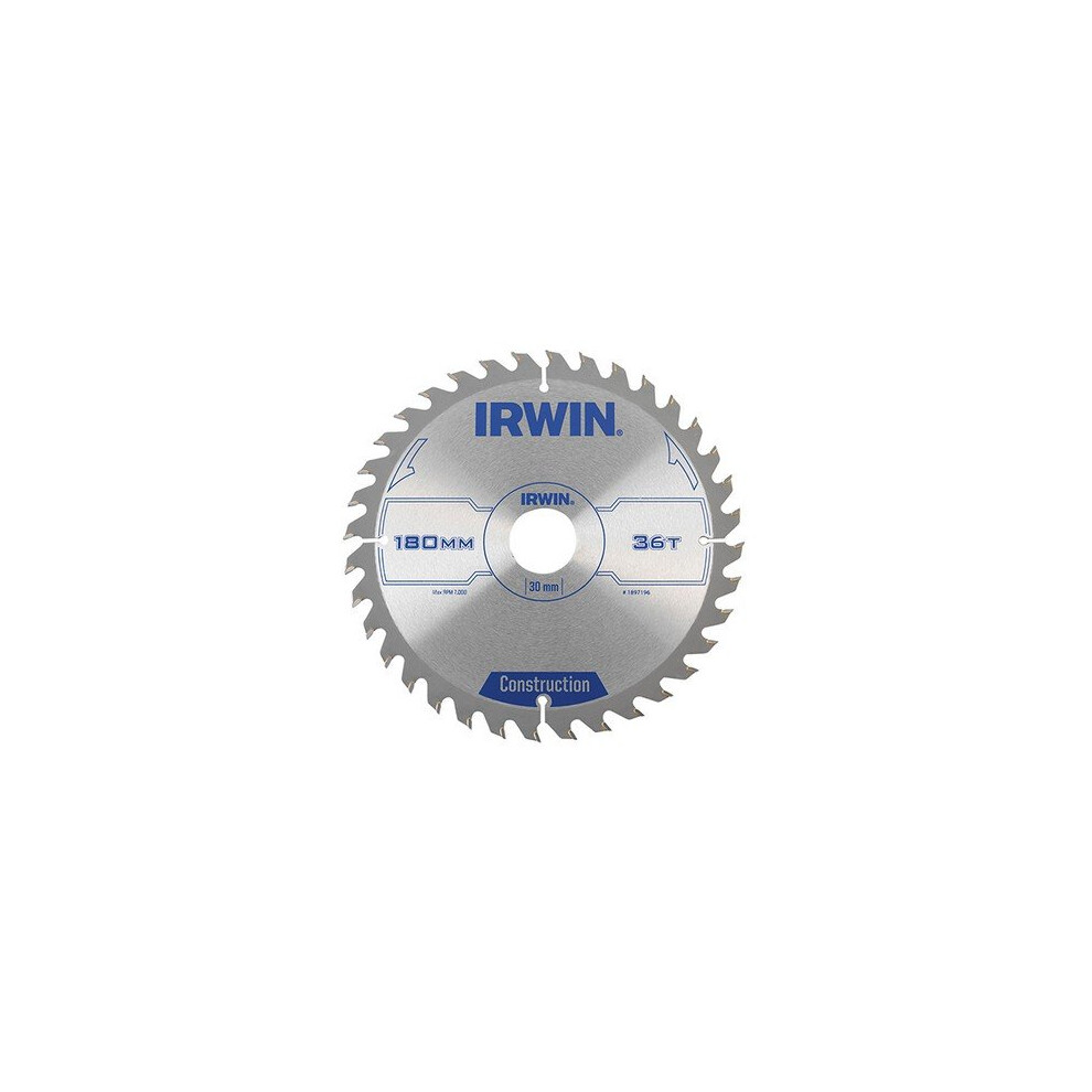 Irwin Construction Circular Saw Blade 180 X 30Mm X 36T Atb - Grey - Image 5