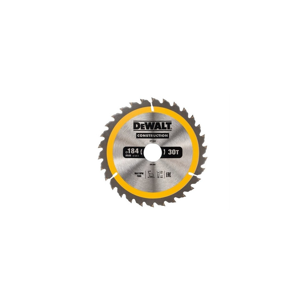 DeWalt DT1942-QZ Construction Circular Saw Blade 184 x 30mm x 30T