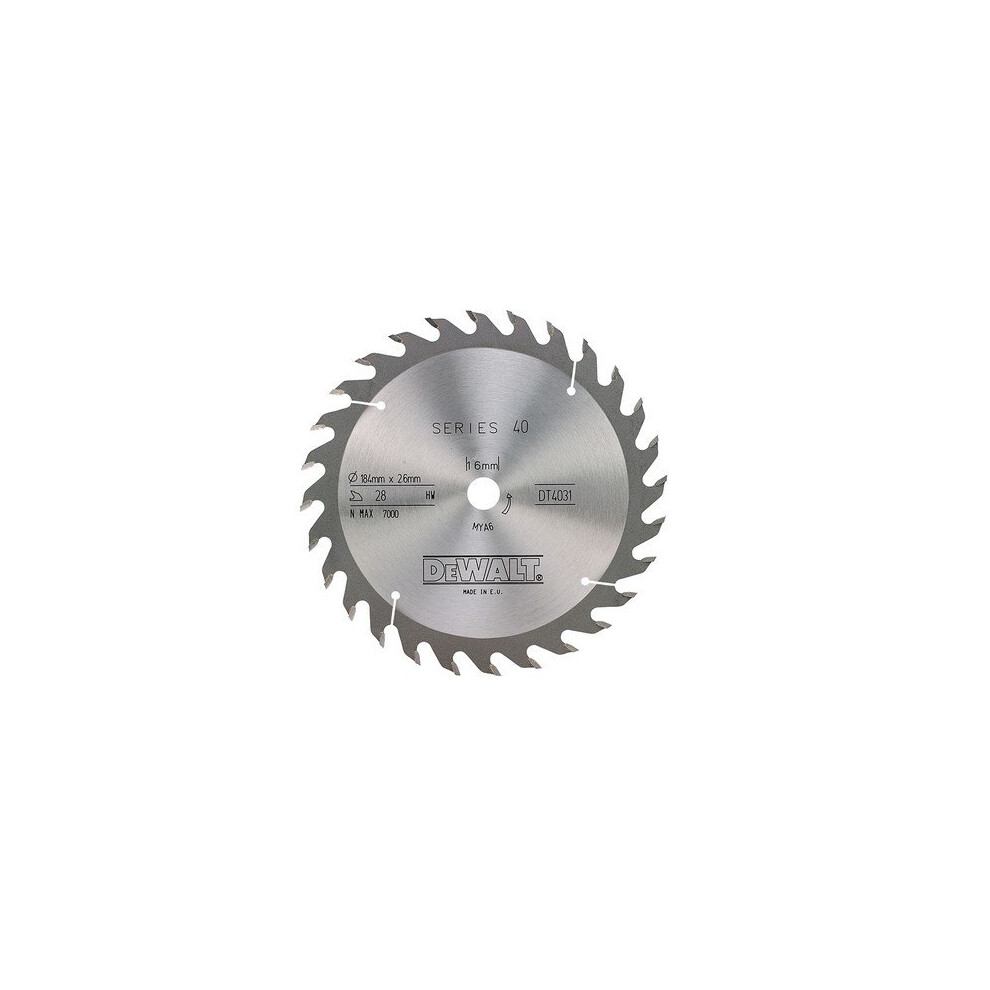 DeWalt DT4031-QZ Circular Saw Blade 184mm x 16mm x 28 Teeth Series 40 General Purpose