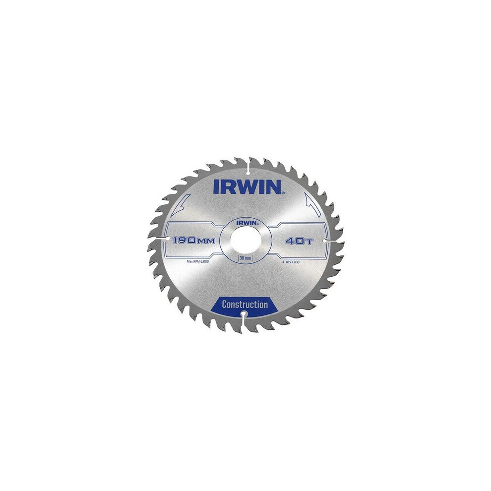 IRWIN® 1897200 Construction Circular Saw Blade 190 x 30mm x 40T ATB - Image 7
