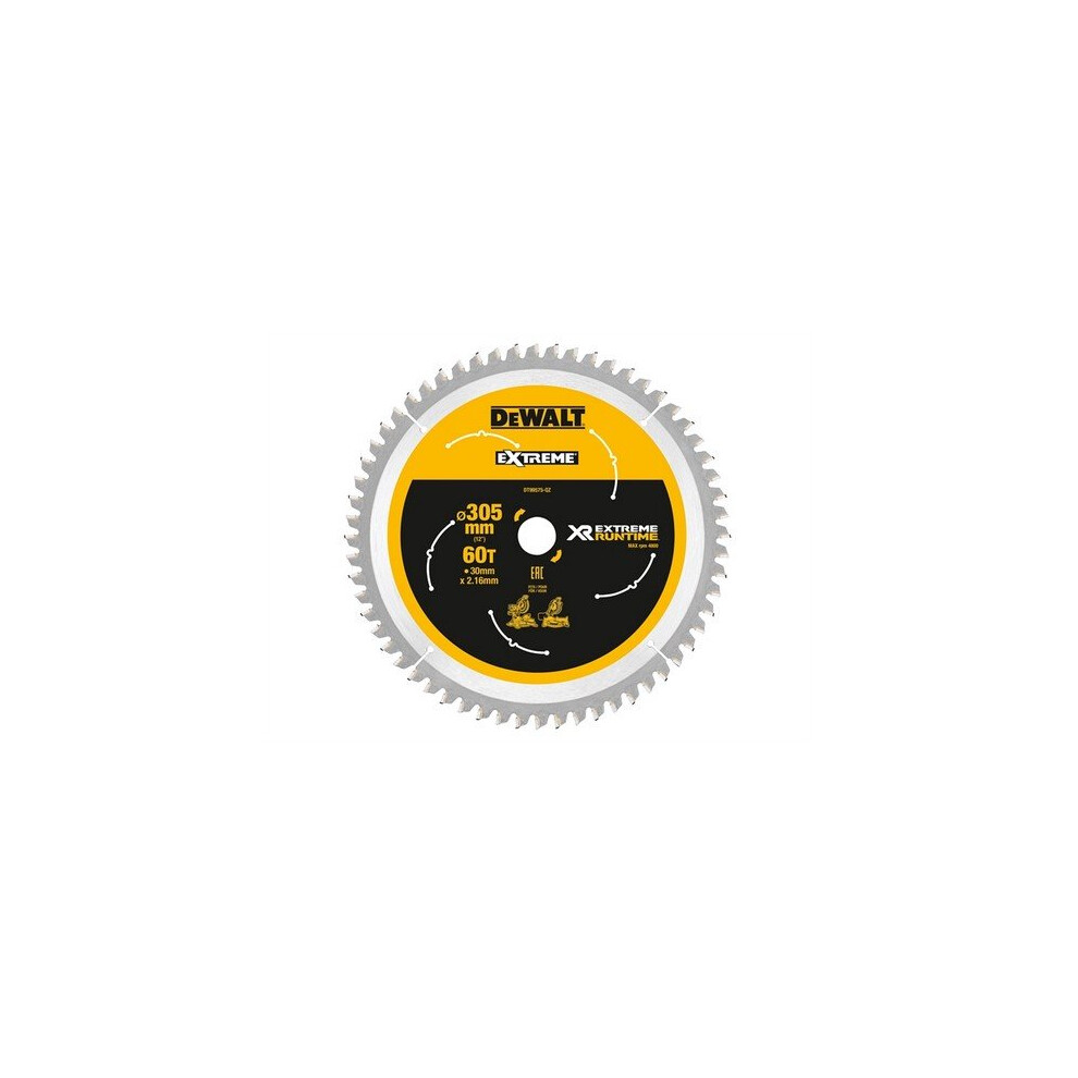 DEWALT DEWDT99575QZ FlexVolt XR Mitre Saw Blade 305 x 30mm x 60T