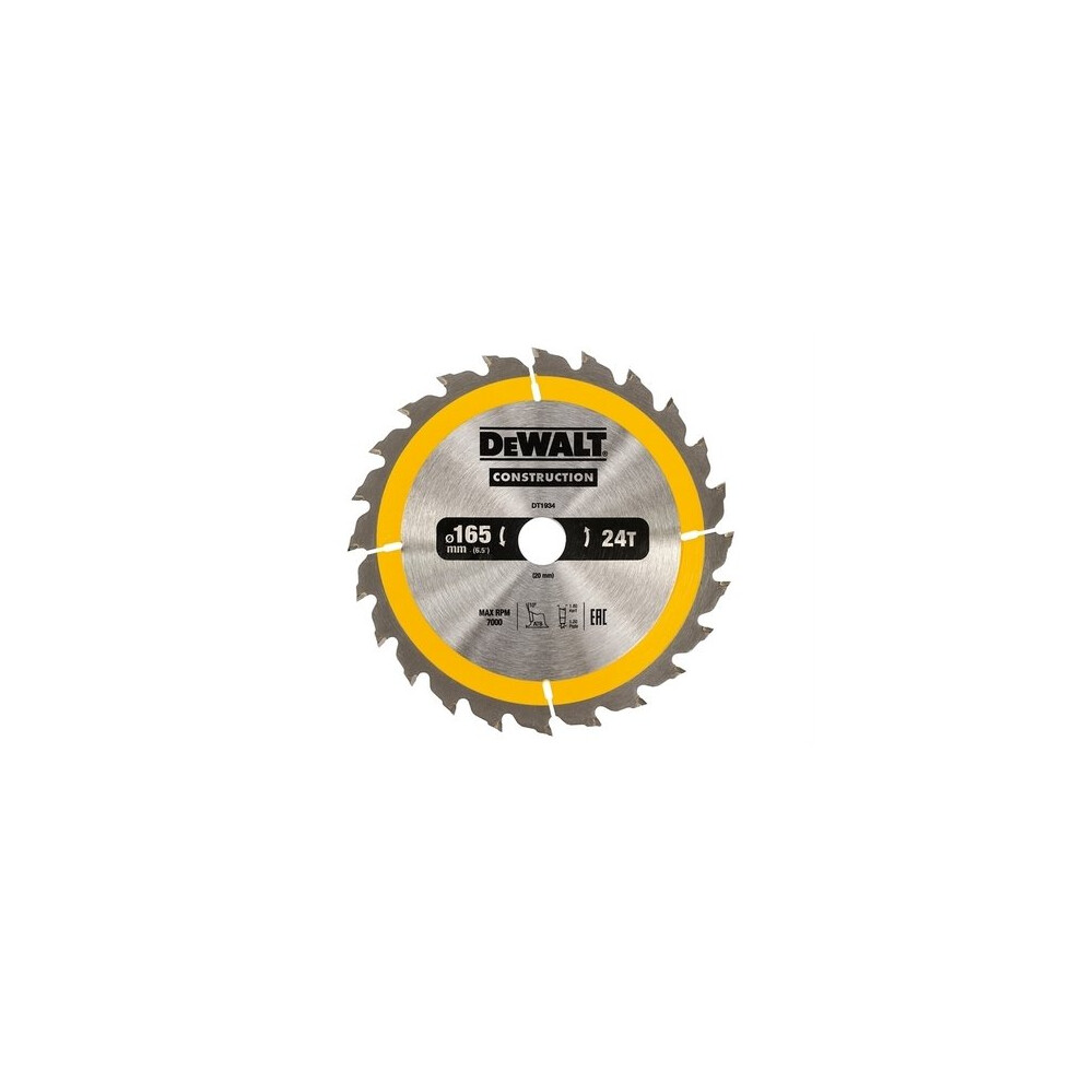 DeWalt DT1934-QZ Construction Circular Saw Blade 165 x 20mm x 24T