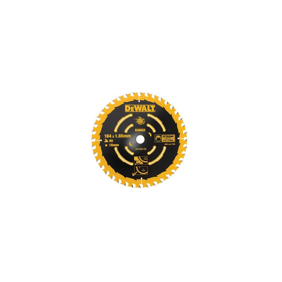 DeWalt DT10303-QZ Circular Saw Blade 184mm x 16mm x 40 Teeth Corded Extreme Framing