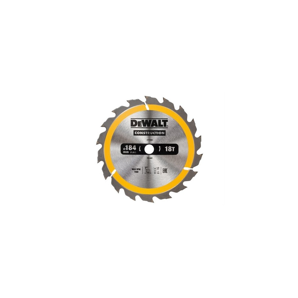 DeWalt DT1938-QZ Construction Circular Saw Blade 184 x 16mm x 18T