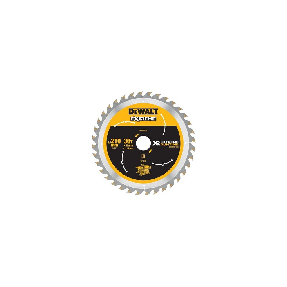 DeWalt DT99566-QZ Xtreme Runtime FlexVolt Table Saw Blade 210mm x 30mm 36T