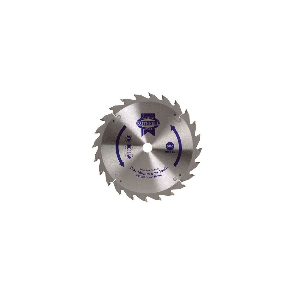 Faithfull Faiz18024 Circular Saw Blade 180 X 16Mm X 24T Fast Rip 5023969210537