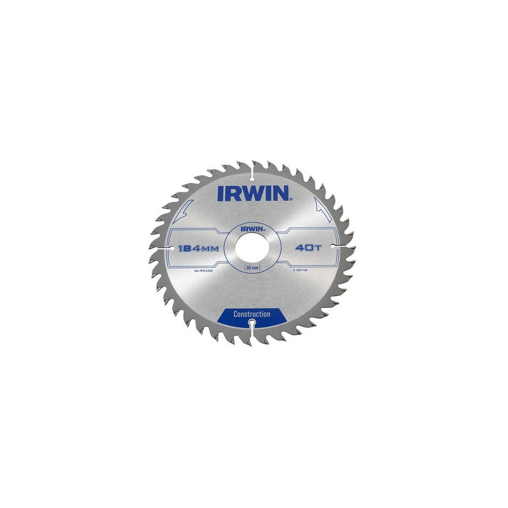 Irwin ATB Construction Circular Saw Blade 184mm 40T 30mm - Image 5
