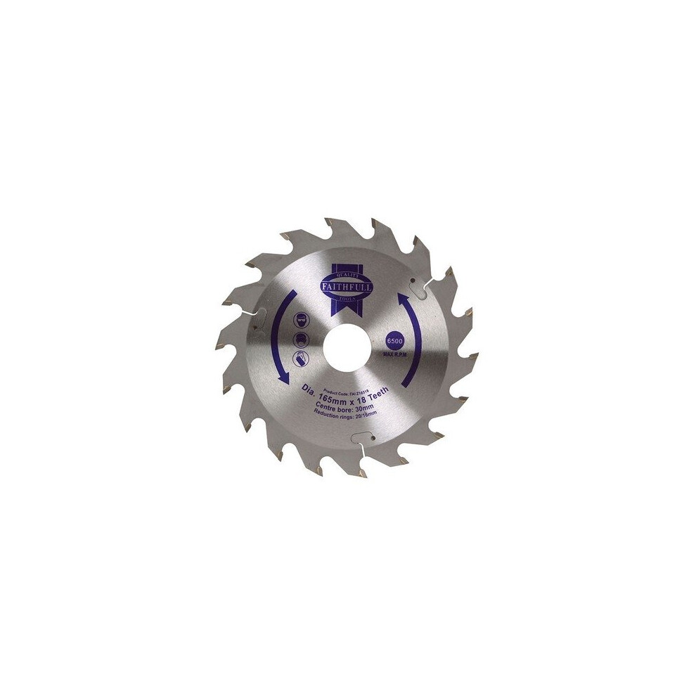 Faithfull FAIZ16518 Circular Saw Blade 165 x 30mm x 18T Fast Rip