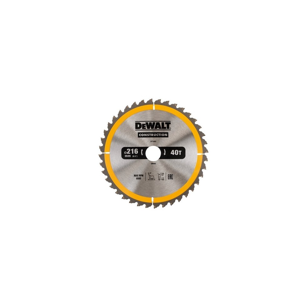 Dewalt Dt1953-Qz Construction Circular Saw Blade 216 X 30Mm X 40T