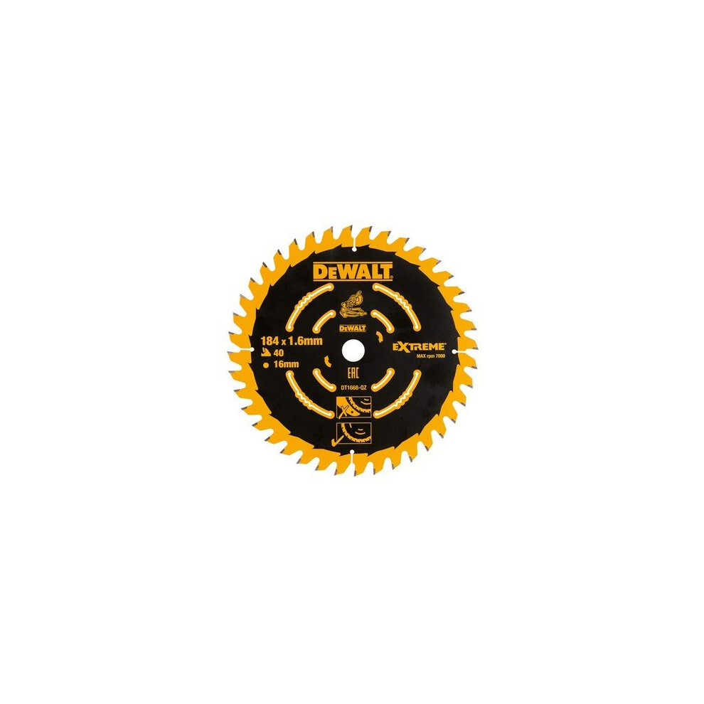DeWalt DT1668-QZ Cordless Mitre Saw Blade For DCS365 184 x 16mm x 40T Coarse