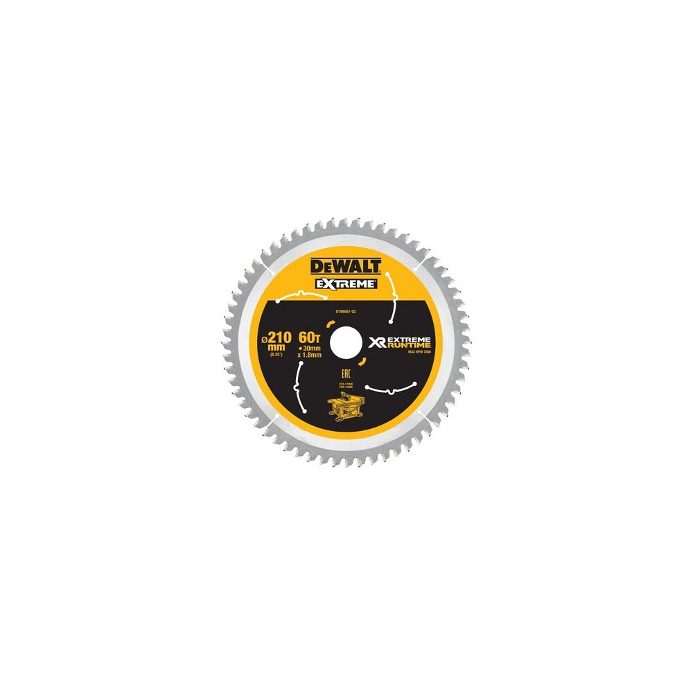 DeWalt DT99567-QZ Xtreme Runtime FlexVolt Table Saw Blade 210mm x 30mm 60T