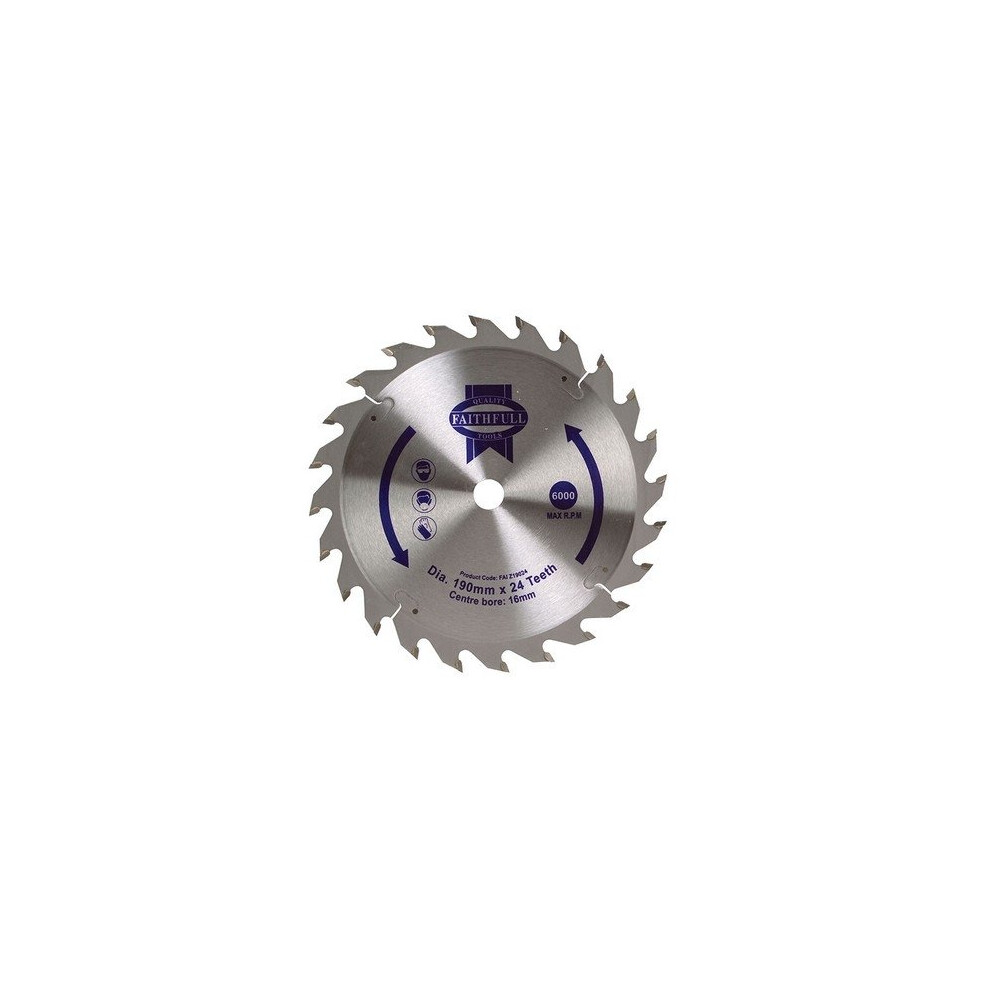 Faithfull FAIZ19024 Circular Saw Blade 190 x 16mm x 24T Fast Rip