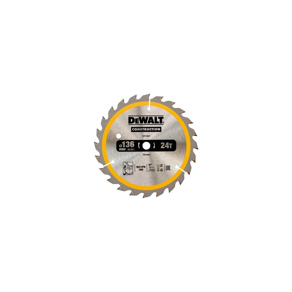 DeWalt DT1947-QZ Construction Trim Saw Blade 136 x 10mm x 24T