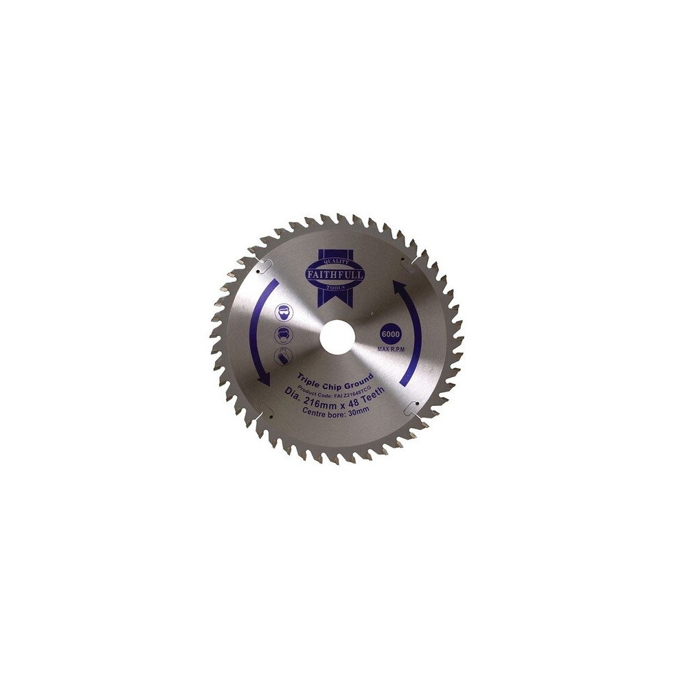 Faithfull FAIZ21648TCG Circular Saw Blade 216 x 30mm x 48T TCG NEG