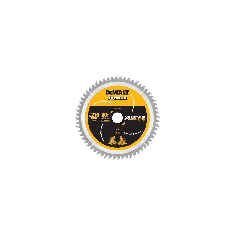 DeWalt DT99570-QZ Xtreme Runtime FlexVolt Circular Saw Blade 216mm x 30mm 60T