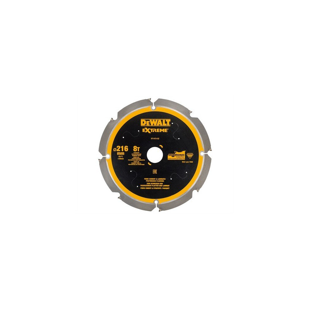 DEWALT DT1473-QZ Extreme PCD Fibre Cement Saw Blade 216 x 30mm x 8T