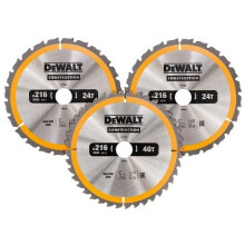 DeWalt DT1962-QZ Construction Circular Saw Blade 3 Pack 216 x 30mm 2 x 24T 1 x 40T