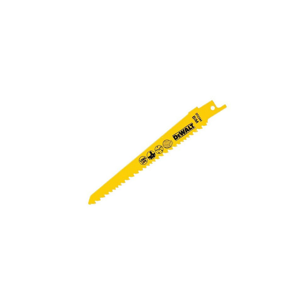 DeWalt DT2344-QZ Cobolt Steel Sabre Blade Fine Fast Cuts in Wood and Plastic 152mm Pack of 5