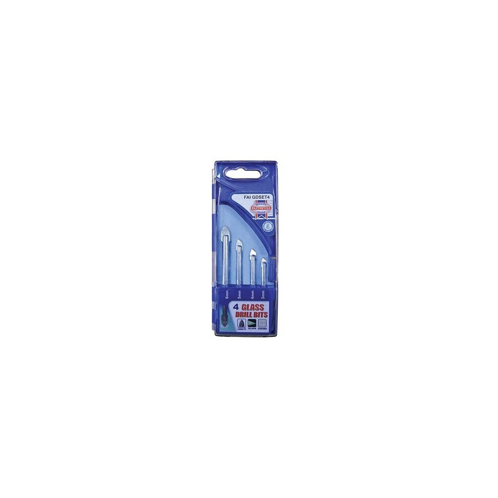 Faithfull FAIGDSET4 Tile & Glass Drill Bit Set of 4 (3-6mm)