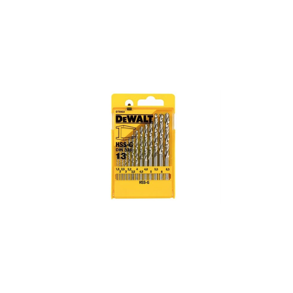 DEWALT DEWDT5922QZ HSS G Jobber Drill Bit Set 13 Piece