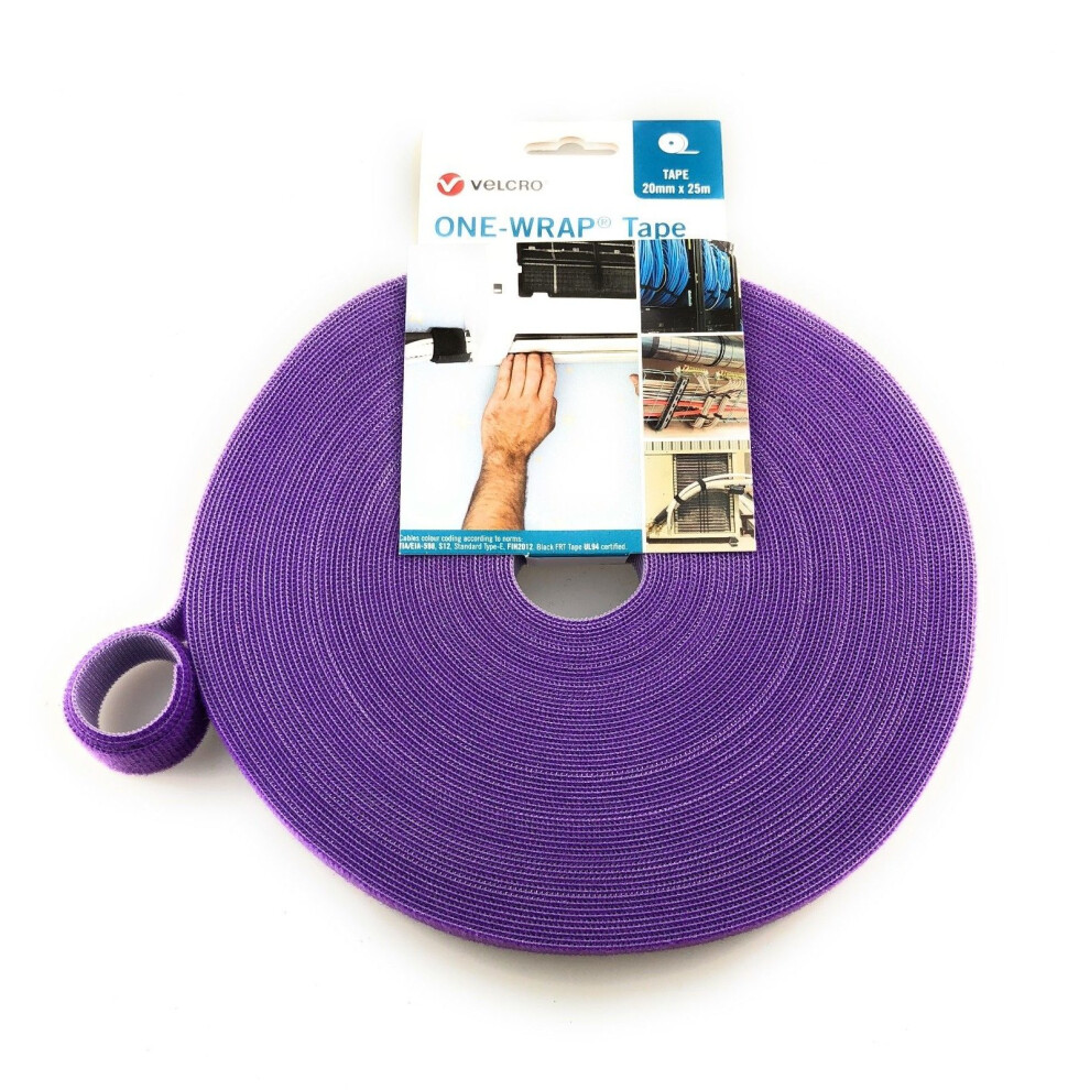 (Purple, 25m) VELCRO® Hook and loop ONE-WRAP® double sided Strapping