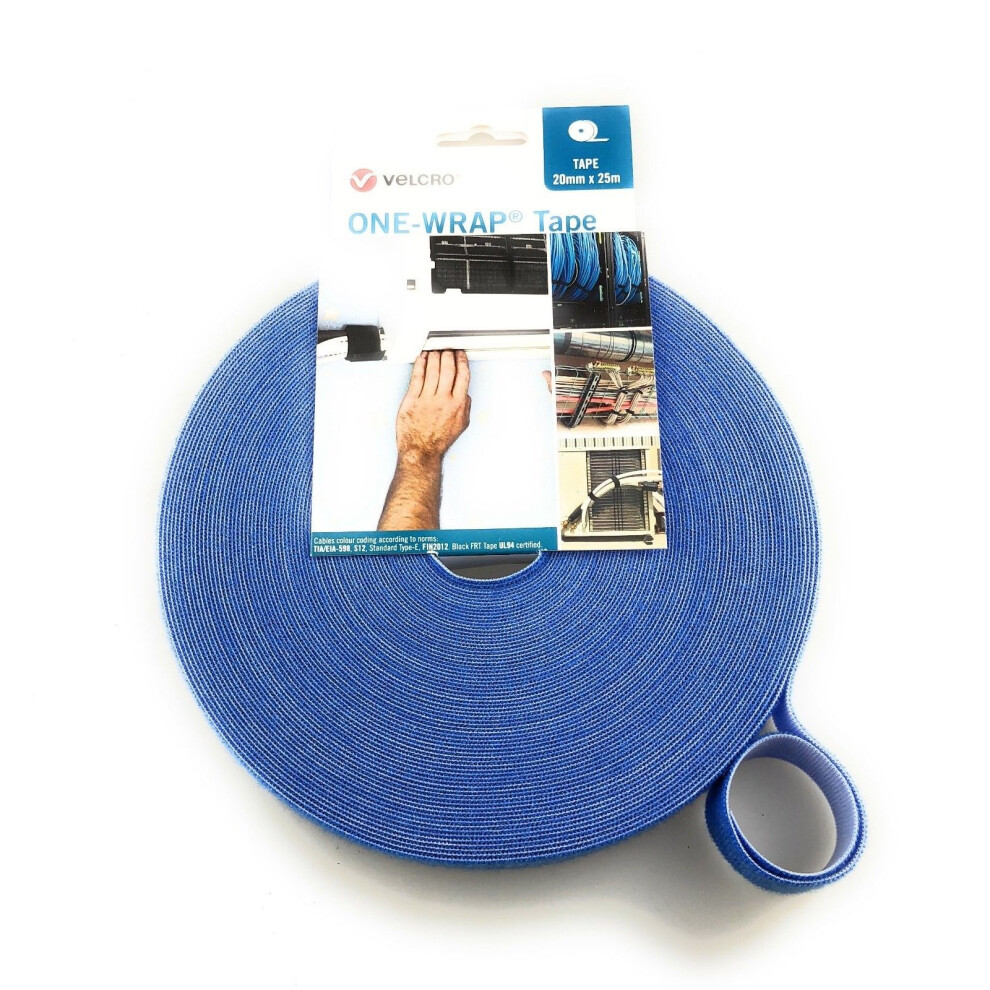 (Blue, 25m) VELCRO® Hook and loop ONE-WRAP® double sided Strapping