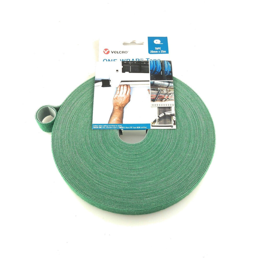 (Green, 25m) VELCRO® Hook and loop ONE-WRAP® double sided Strapping