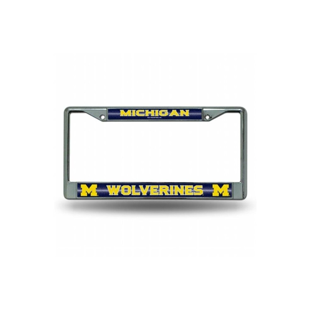 Rico Industries Ric-Fcgl220001 Michigan Wolverines Ncaa Bling Glitter Chrome License Plate Frame 094746834777