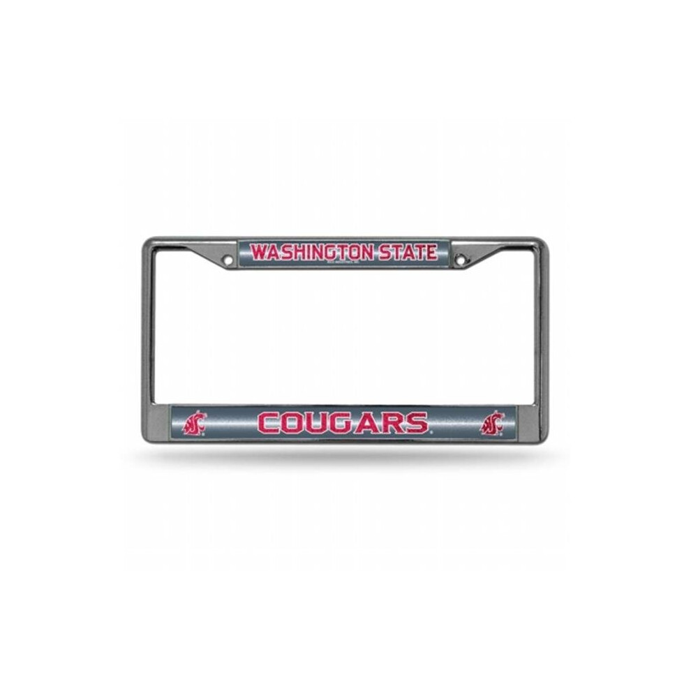 Rico Industries Ric-Fcgl490101 Washington State Cougars Ncaa Bling Glitter Chrome License Plate Frame 094746835248