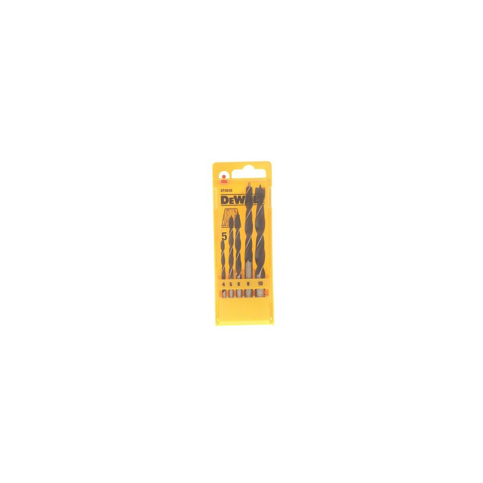 DeWalt DT4535-QZ Brad Point Drill Bit Set of 5 - 4, 5, 6, 8 and 10mm