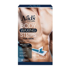 Nad's For Men Strisce di Cera per Corpo - Rimozione Peluria per Uomini - Kit di Ceretta a Casa con 20 Strisce + 2 Salviette Calmanti
