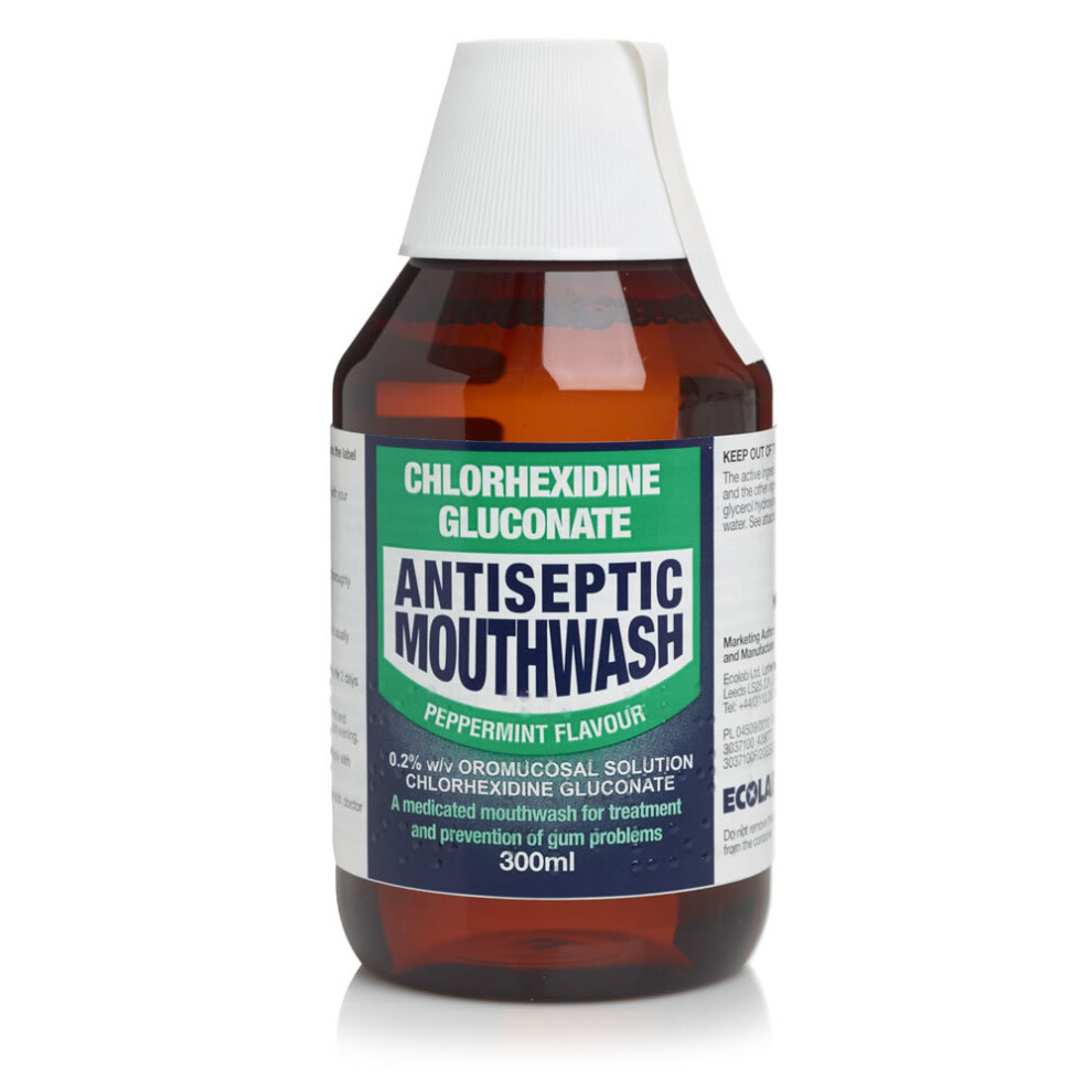 Chlorhexidine Gluconate Antiseptic Mouthwash Peppermint Flavour 300ml