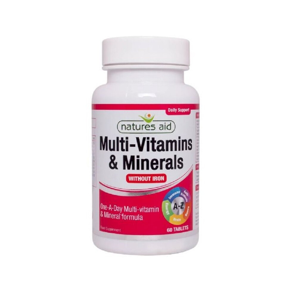 Natures Aid Multi-Vitamins & Minerals Without Iron 60 Tablets