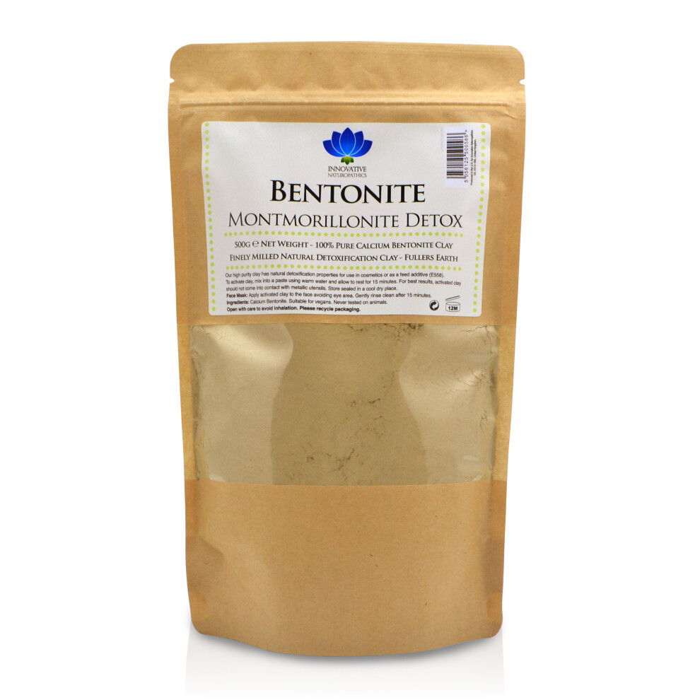 Innovative Naturopathics Bentonite Clay - 500G Packet - Pure Calcium Bentonite Detox