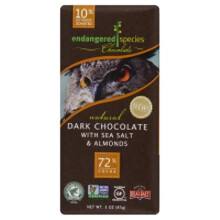 Endangered Species Chocolate, Alune și Sare de Mări + Ciocolată Întunecată, 72% Cacao, 3 oz (85 g)