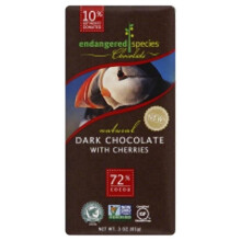 Endangered Species Chocolate, Vibrant Cherries + Dark Chocolate, 72% Cocoa, 3 oz (85 g)