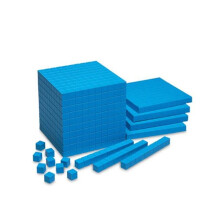 LEARNING RESOURCES LER0930 BASE TEN STARTER SET PLASTIC BLUE-100 UNITS 30 RODS 10 FLATS 1 CUBE