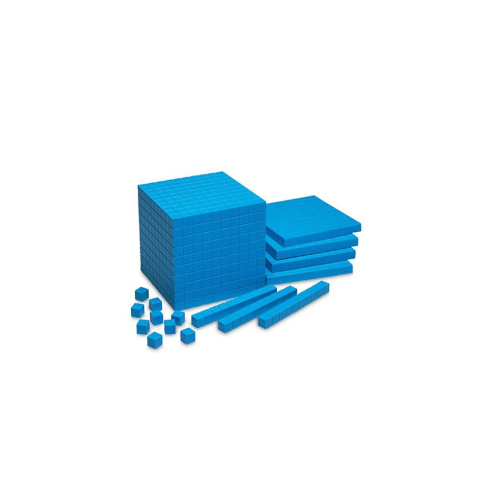 Learning Resources Ler0930 Base Ten Starter Set Plastic -100 Units 30 Rods 10 Flats 1 Cube Blue