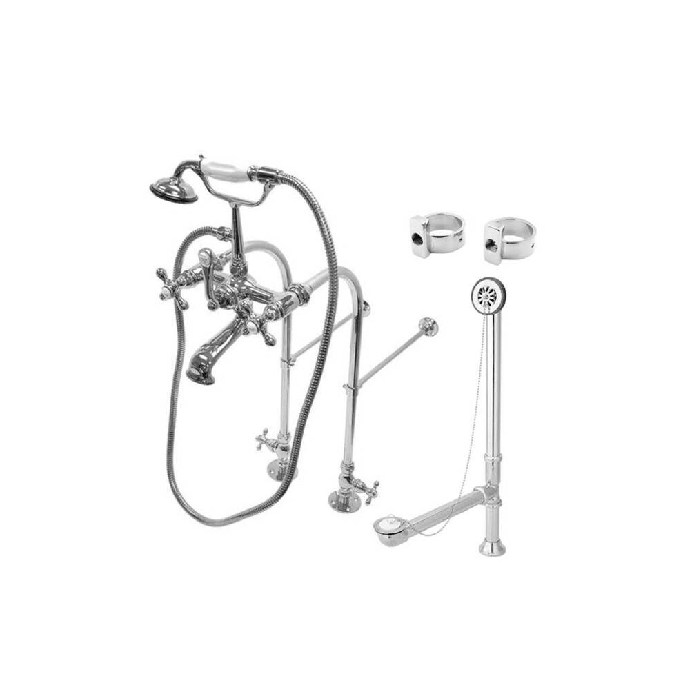 Kingston Brass Cck5171ax Vintage Freestanding Clawfoot Tub Faucet Package With Metal Cross Handles In Polished Chrome 663370102035