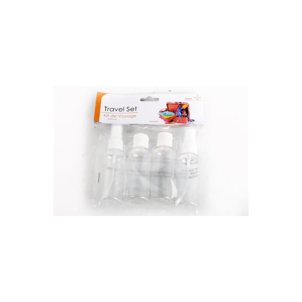 4pc Travel Bottle Set Plus Bag Liquid Hand Luggage Airport Plane Flight Standard
