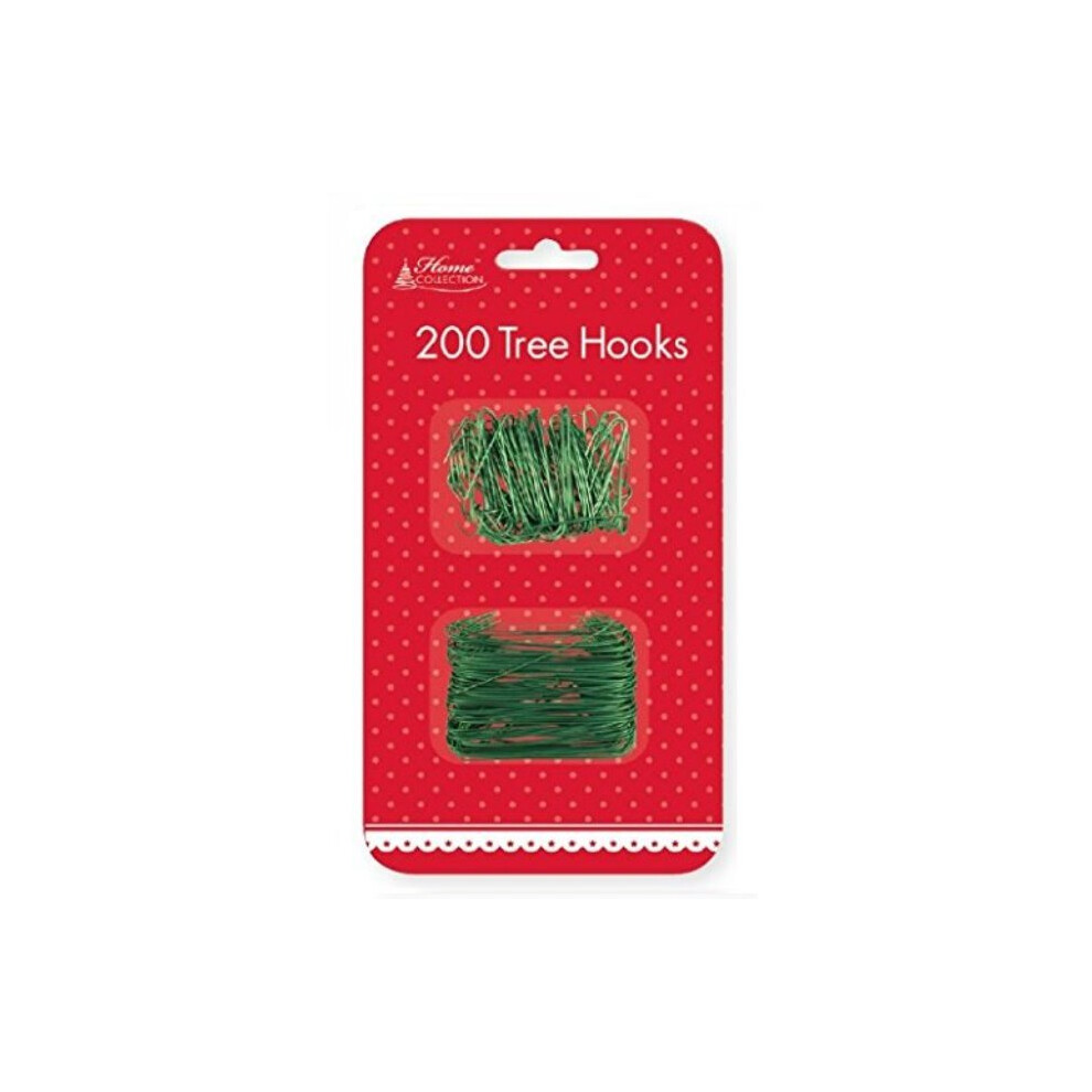 200 x Christmas Xmas Green Wire Plastic Tree Hooks Bauble Ornament Decoration