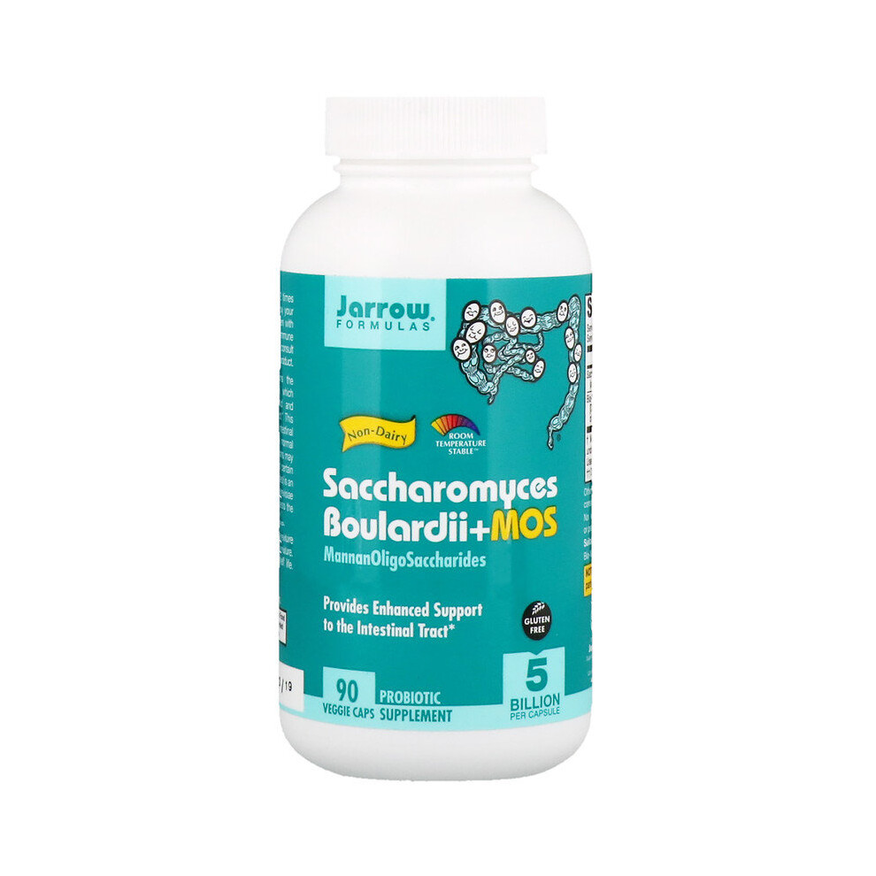 Jarrow Formulas Saccharomyces Boulardii + Mos Probiotic, 5 Billion Cfu, 90 Veggie Caps - Gluten Free, Vegan