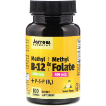 Jarrow Formulas, Veganes Methyl B-12 & Methylfolat, Extra Stärke, Zitrone, 100 Kautabletten