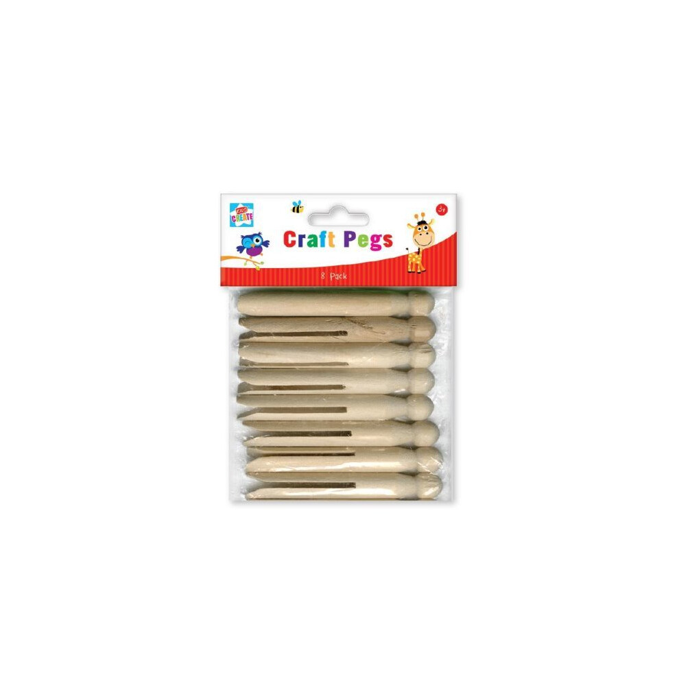 8 Traditional Wooden Dolly Pegs Clothes Washing Line Laundry Art Craft Natural