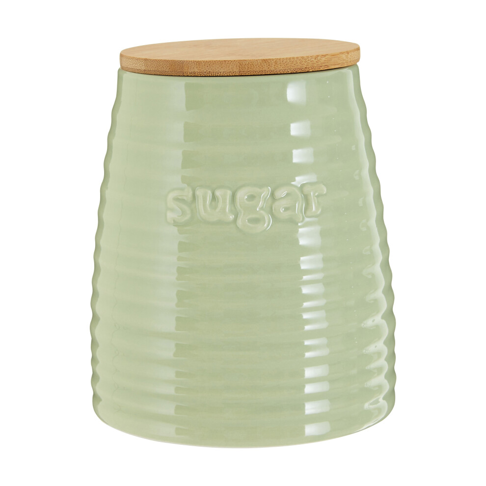 Premier Housewares Winnie Dolomite Sugar Canister With Bamboo Lid Green